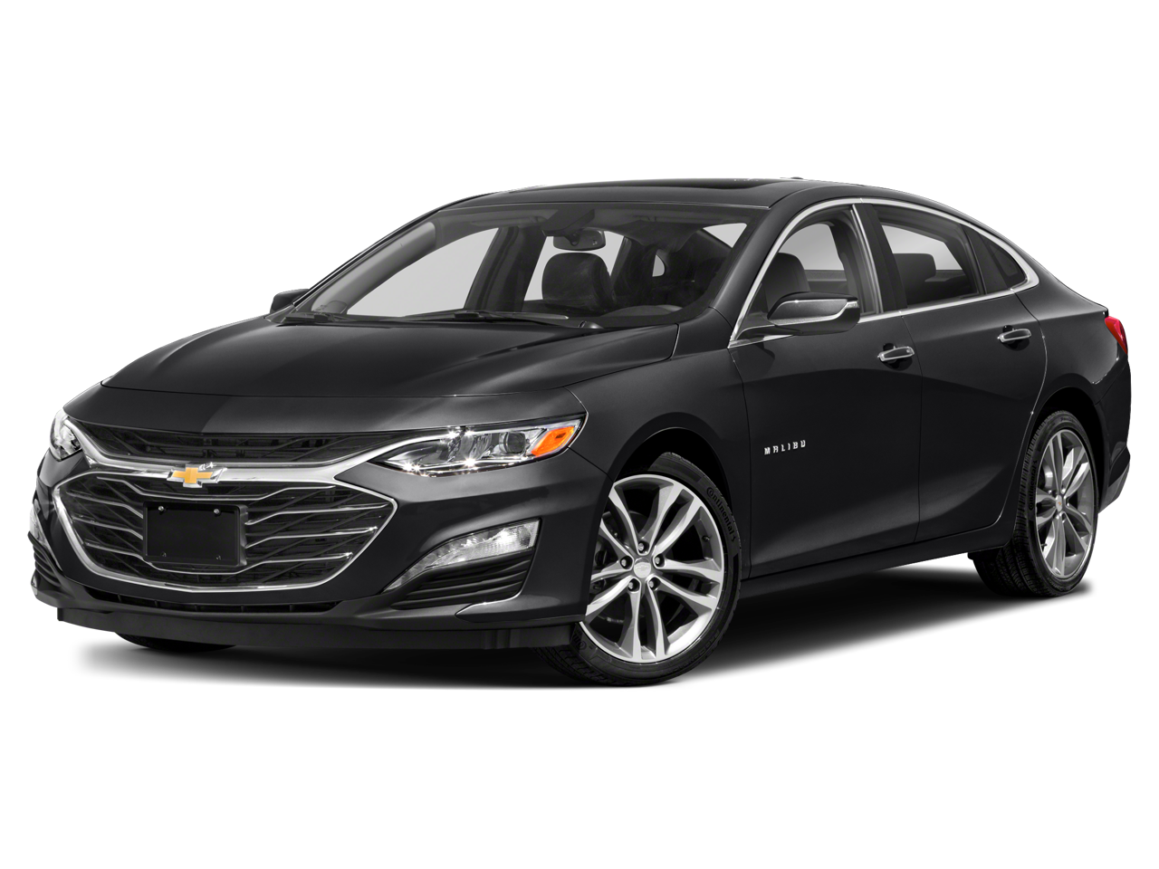 2020 Chevrolet Malibu Premier in Stone Gray Metallic — front three-quarter view