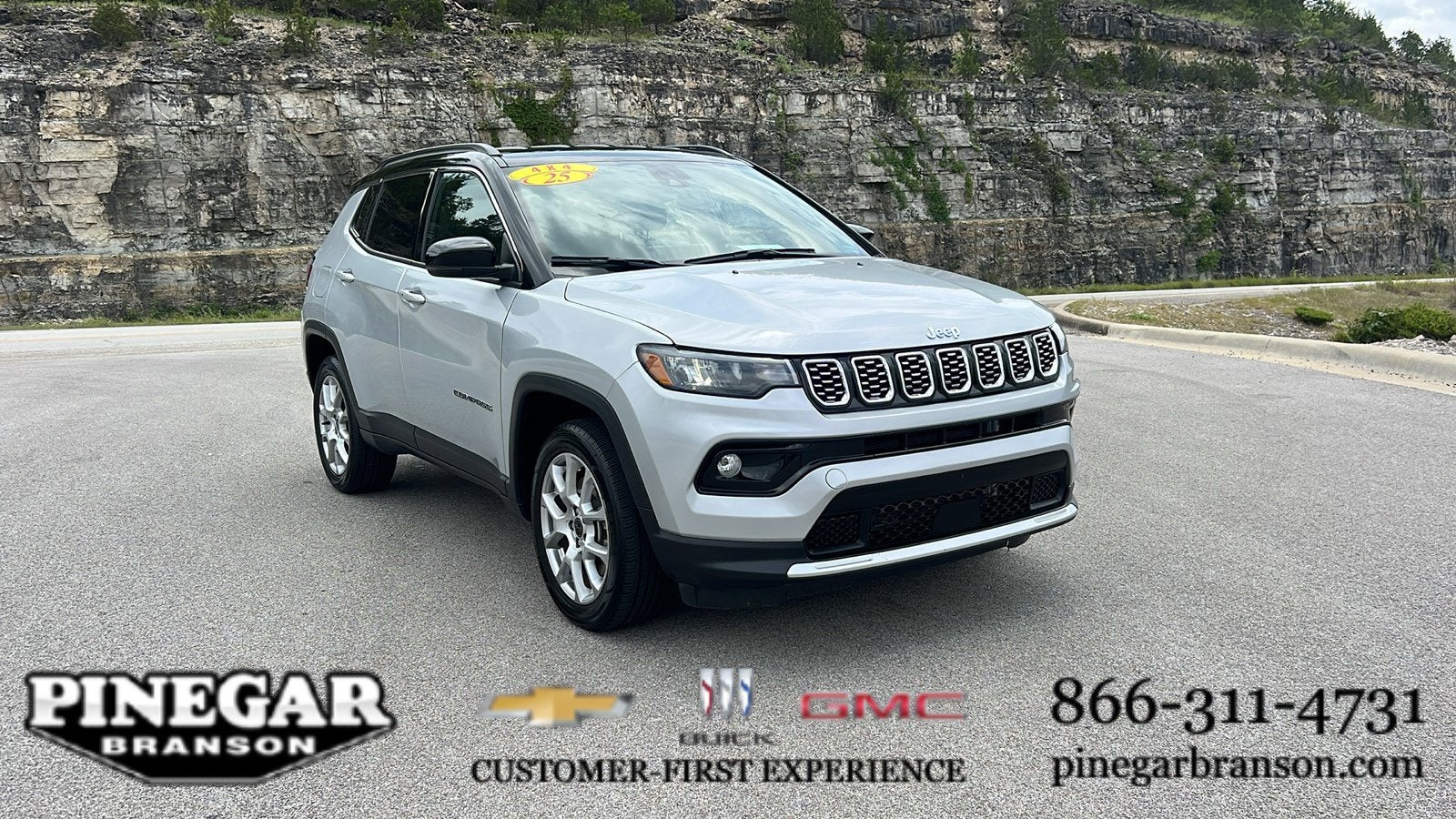 2025 Jeep Compass Limited in Silver — front three-quarter view