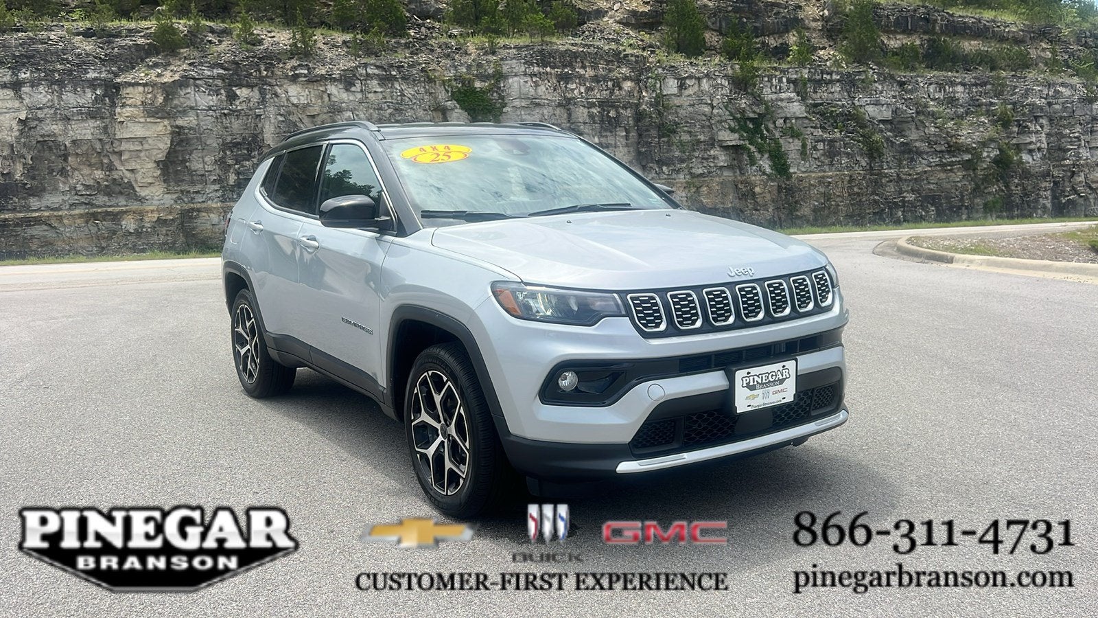 2025 Jeep Compass Limited in Silver — front three-quarter view