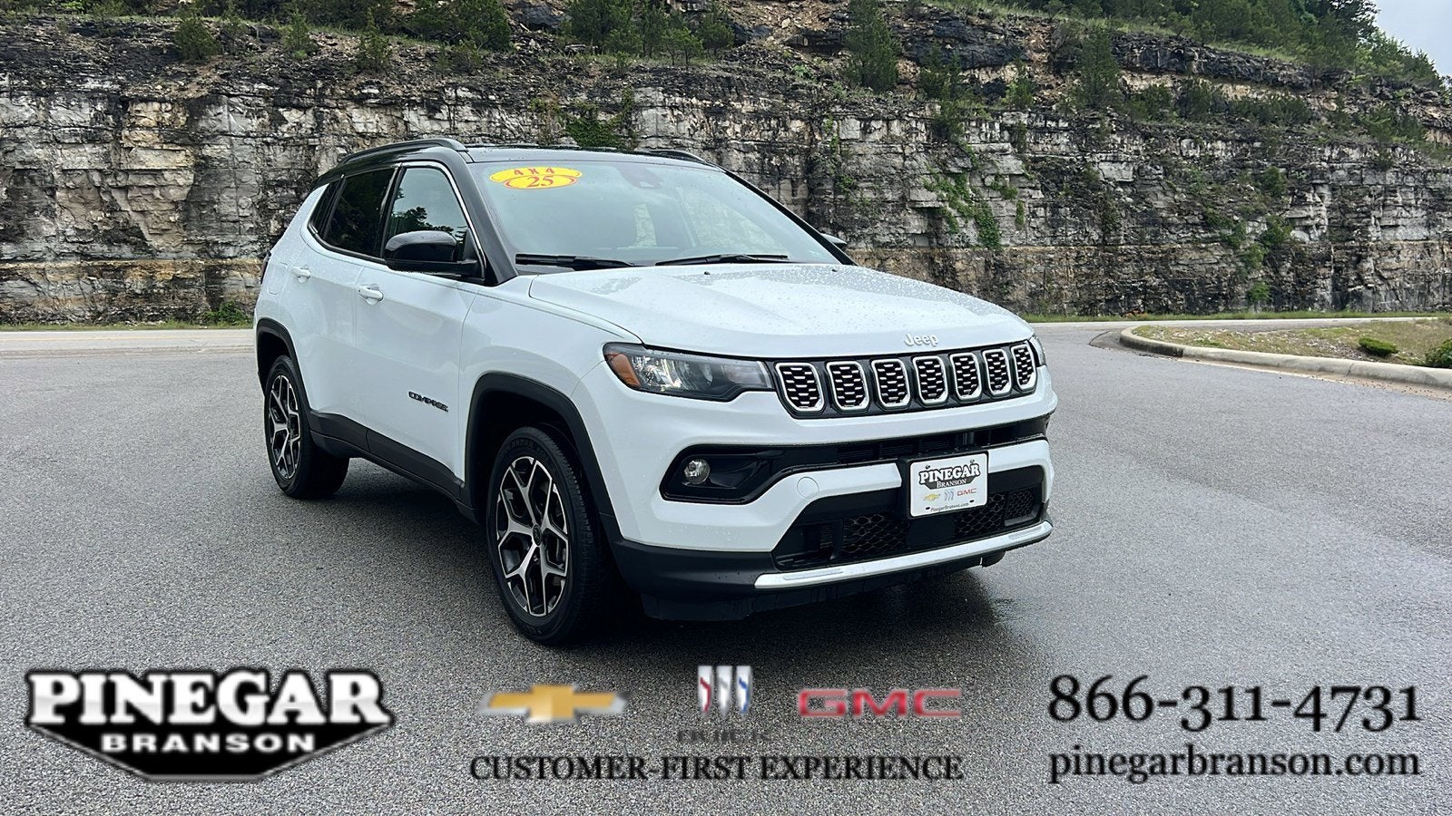 2025 Jeep Compass Limited in White — front three-quarter view