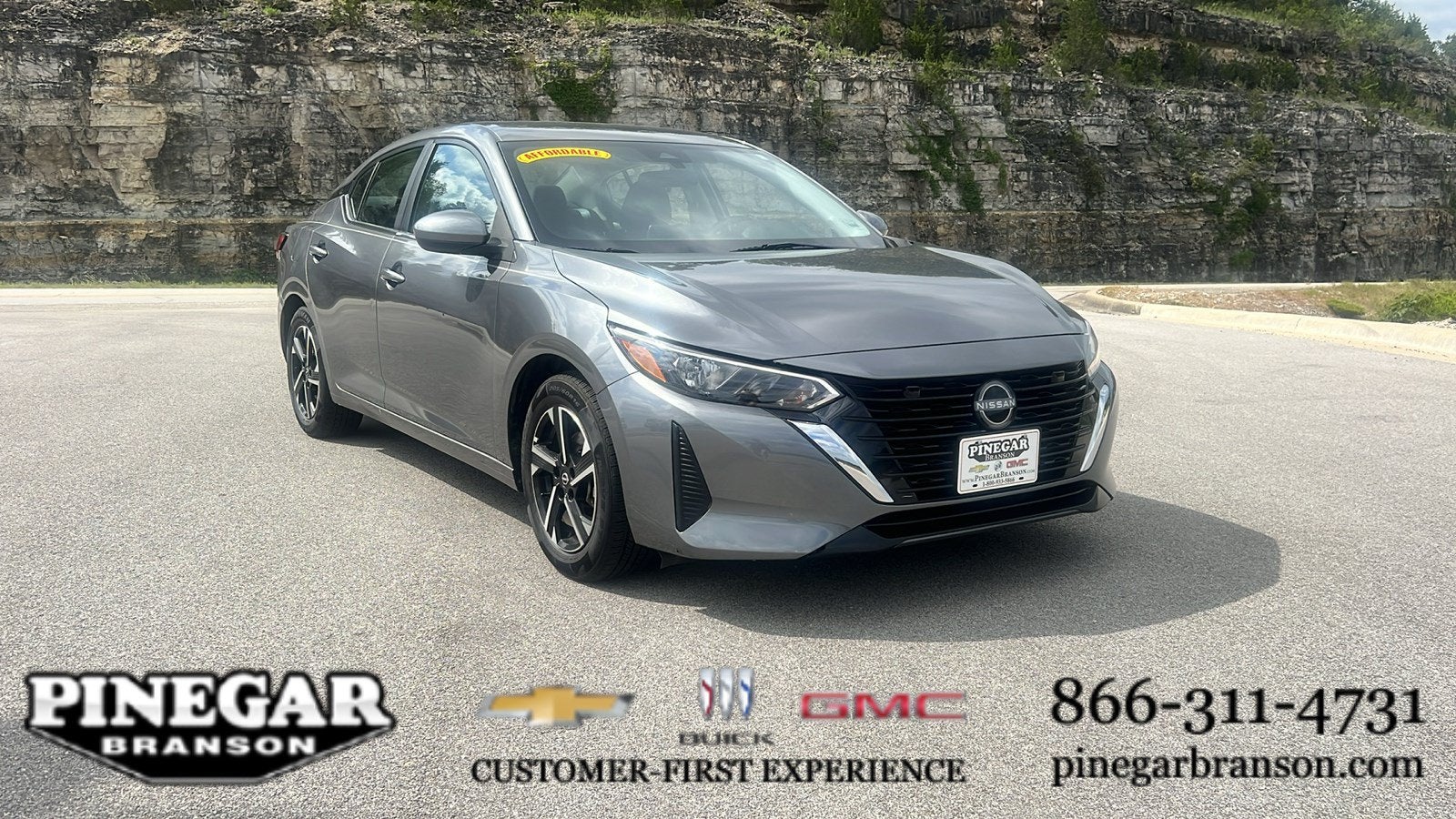 2025 Nissan Sentra SV in Gray — front three-quarter view