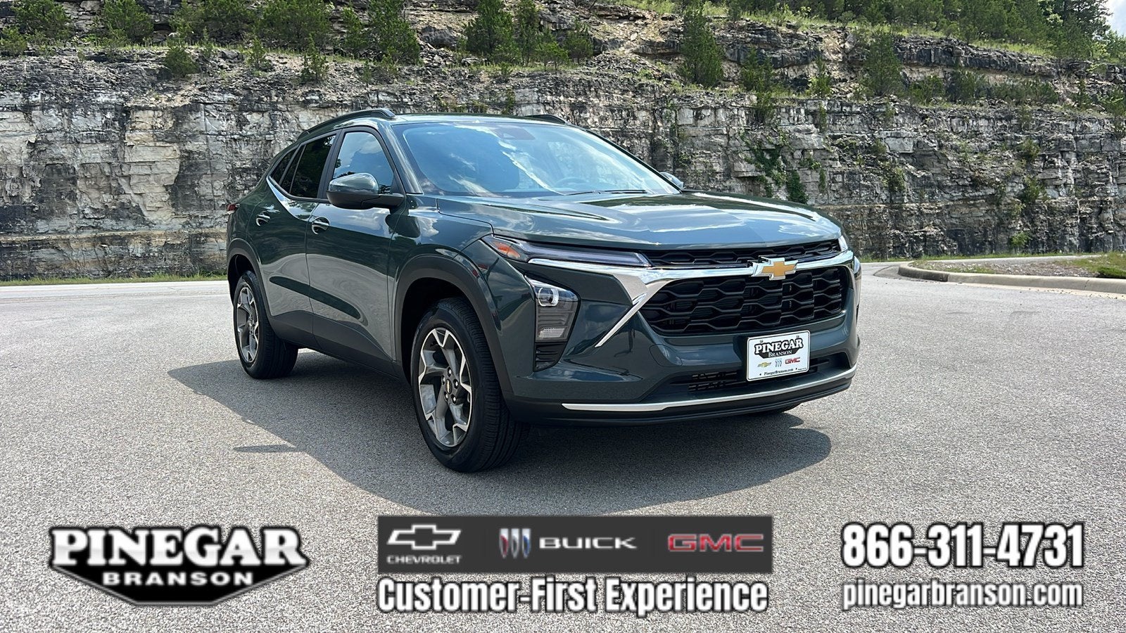 2026 Chevrolet Trax LT in Cypress Gray — front three-quarter view